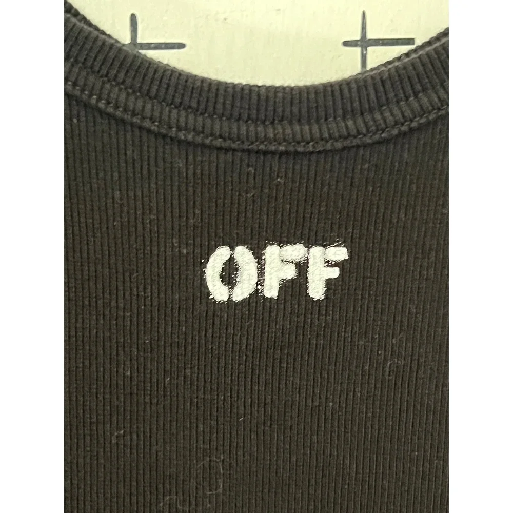 OFF WHITE Ribbed Black Tank Bodysuit Size Large LG 425 Label.     Ii - Picture 3 of 7